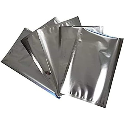 Aluminium Silver Foil Plastic Pouches Bags | 100 Pieces | Tea, Coffee, Food Packaging Metallised Hot/Dry Food Parcel Bags | Reusable Recyclable Resealable|